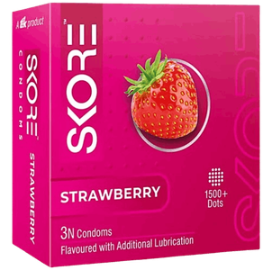 Skore Strawberry 1500+ Dotted with Extra Lubrication Condom - 3Pcs Pack
